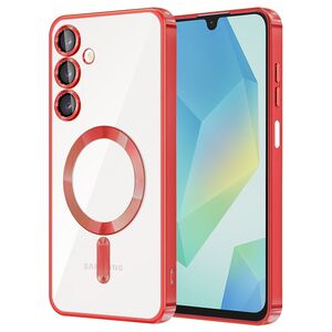Husa pentru  Samsung Galaxy A16 cu MagSafe si protectie pentru lentile anti-shock 1.5 mm transparent - Rosu