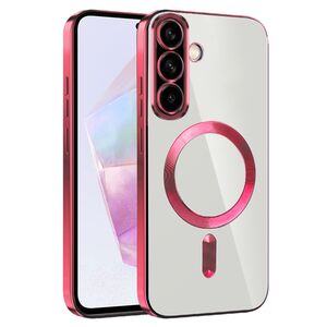 Husa pentru  Samsung Galaxy A36 cu MagSafe si protectie pentru lentile anti-shock 1.5 mm transparent - Rosu
