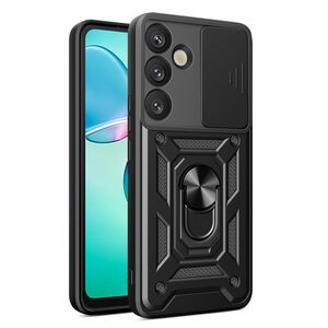 Husa pentru  Samsung Galaxy S25 Plus Ring Armor Kickstand Tough Rugged Cover cu protectie camera, Negru