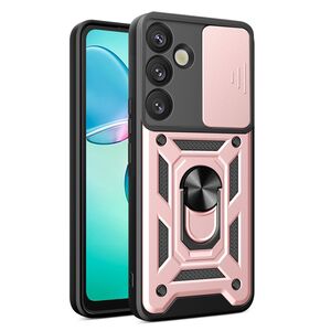 Husa pentru  Samsung Galaxy S25 Plus Ring Armor Kickstand Tough Rugged Cover cu protectie camera, Roz