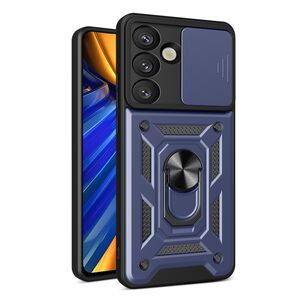 Husa pentru  Samsung Galaxy S25 Ring Armor Kickstand Tough Rugged Cover cu protectie camera, Albastru
