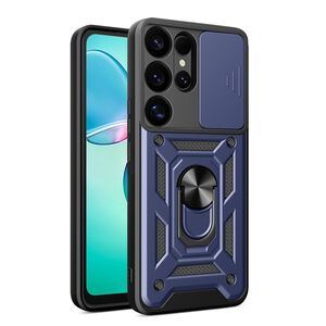 Husa pentru  Samsung Galaxy S25 Ultra Ring Armor Kickstand Tough Rugged Cover cu protectie camera, Albastru
