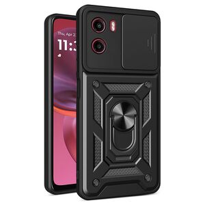 Husa pentru Motorola Moto G05 / Moto E15 Ring Armor Kickstand Tough Rugged Cover cu protectie camera, Negru
