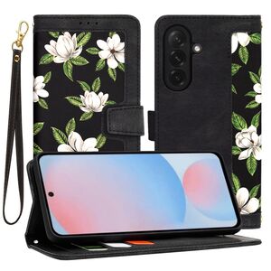 Husa tip carte pentru  Samsung Galaxy A56, functie stand si port carduri, Negru