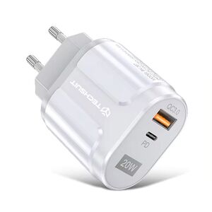 Incarcator rapid pentru Samsung Fast-Charge ProCharge cu Power Delivery si Quick Charge, 1 x USB-C, 1 x USB 20W, alb