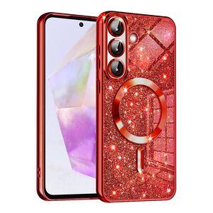 Husa pentru  Samsung Galaxy A36 cu MagSafe Sparkle Glare Detachable Layer, cu protectie lentile - Rosu