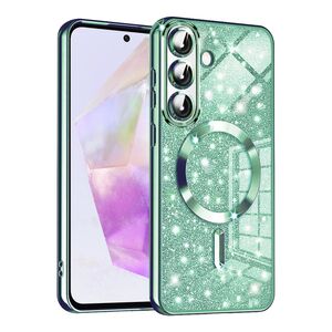 Husa pentru  Samsung Galaxy A36 cu MagSafe Sparkle Glare Detachable Layer, cu protectie lentile - Verde deschis