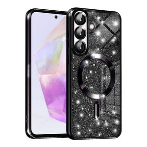 Husa pentru  Samsung Galaxy A36 cu MagSafe Sparkle Glare Detachable Layer, cu protectie lentile - Negru