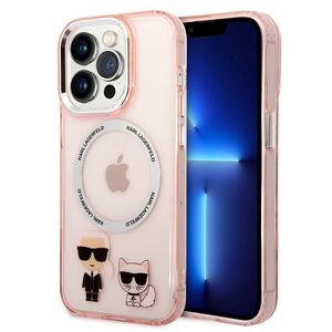 Husa premium pentru  iPhone 14 Pro Max Karl Lagerfeld compatibila Magsafe - Roz neon