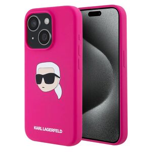 Husa premium pentru  iPhone 15 Karl Lagerfeld compatibila Magsafe - Fucsia