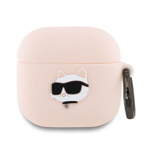 Huse de protectie pentru  AirPods 4, Thin & Smooth, din silicon, compatibila cu incarare wireless, cu breloc carabina - Roz
