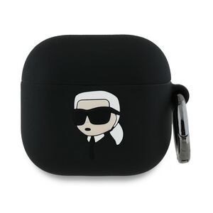 Huse de protectie pentru  AirPods 4, Thin & Smooth, din silicon, compatibila cu incarare wireless, cu breloc carabina - Negru denim