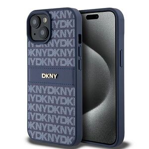 Husa premium pentru  iPhone 15 DKNY Pattern Energy - Albastru