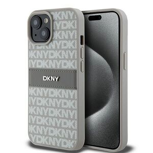 Husa premium pentru  iPhone 15 DKNY Pattern Energy - Gri deschis