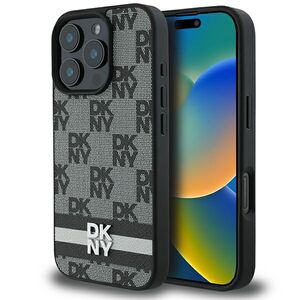 Husa premium pentru  iPhone 16 Pro Max DKNY Pattern Energy - Gri