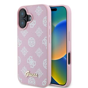 Husa premium pentru  iPhone 16 Plus compatibila MagSafe Guess Luxury Series - Roz