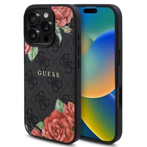 Husa premium pentru  iPhone 16 Pro Max compatibila MagSafe Guess Luxury Series - Negru rosu