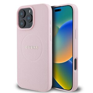 Husa premium pentru  iPhone 16 Pro compatibila MagSafe Guess Luxury Series - Roz pal