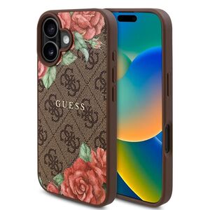 Husa premium pentru  iPhone 16 compatibila MagSafe Guess Luxury Series - Maro multicolor