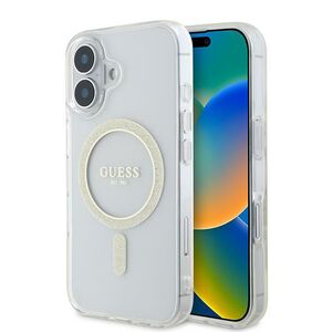 Husa premium pentru  iPhone 16 compatibila MagSafe Guess Luxury Series - Transparent