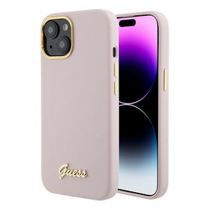 Husa premium  iPhone 15 pentru Guess Elegance Series - Roz pal