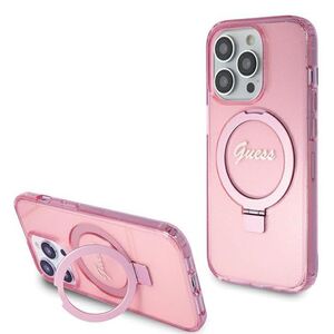Husa premium pentru  iPhone 15 Pro Max compatibila MagSafe Guess Luxury Series - Roz pal
