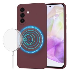 Husa pentru  Samsung Galaxy A36 Liquid Silicone cu MagSafe, subțire, captusita cu microfibra, anti amprentă, protectie cameră foto, Bordeaux