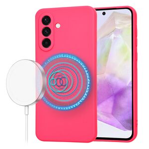 Husa pentru  Samsung Galaxy A36 Liquid Silicone cu MagSafe, subțire, captusita cu microfibra, anti amprentă, protectie cameră foto, Fucsia