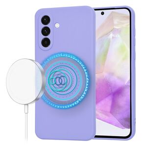 Husa pentru  Samsung Galaxy A36 Liquid Silicone cu MagSafe, subțire, captusita cu microfibra, anti amprentă, protectie cameră foto, Lavanda