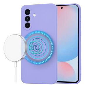 Husa pentru  Samsung Galaxy A56 Liquid Silicone cu MagSafe, subțire, captusita cu microfibra, anti amprentă, protectie cameră foto, Lavanda