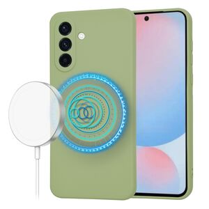 Husa pentru  Samsung Galaxy A56 Liquid Silicone cu MagSafe, subțire, captusita cu microfibra, anti amprentă, protectie cameră foto, Verde