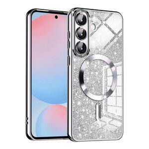 Husa pentru  Samsung Galaxy A56 cu MagSafe Sparkle Glare Detachable Layer, cu protectie lentile - Argintiu