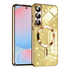 Husa pentru  Samsung Galaxy A56 cu MagSafe Sparkle Glare Detachable Layer, cu protectie lentile - Auriu