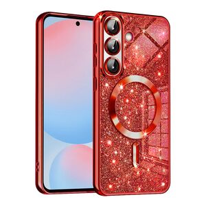 Husa pentru  Samsung Galaxy A56 cu MagSafe Sparkle Glare Detachable Layer, cu protectie lentile - Rosu