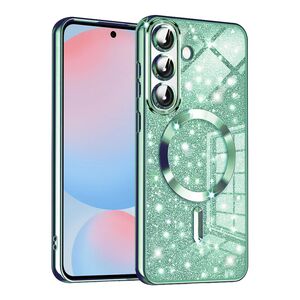 Husa pentru  Samsung Galaxy A56 cu MagSafe Sparkle Glare Detachable Layer, cu protectie lentile - Verde deschis