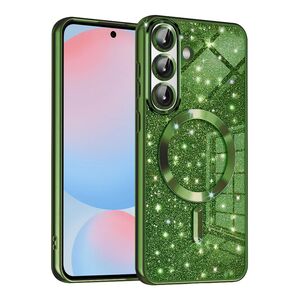 Husa pentru  Samsung Galaxy A56 cu MagSafe Sparkle Glare Detachable Layer, cu protectie lentile - Verde