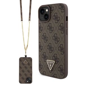 Husa premium  iPhone 15 Plus pentru Guess Elegance Series - Maro inchis