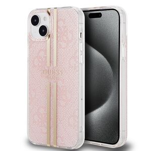 Husa premium  iPhone 15 Plus pentru Guess Elegance Series - Roz pal