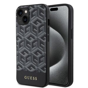 Husa premium pentru  iPhone 15 compatibila MagSafe Guess Luxury Series - Gri inchis