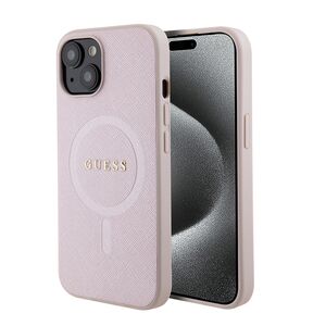 Husa premium pentru  iPhone 15 compatibila MagSafe Guess Luxury Series - Roz pal