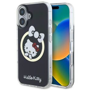 Husa premium pentru  iPhone 16 - Hello Kitty compatibila MagSafe - Negru denim