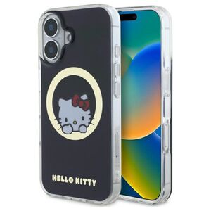 Husa premium pentru  iPhone 16 - Hello Kitty compatibila MagSafe - Negru