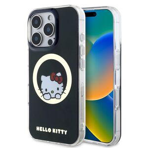 Husa premium pentru  iPhone 16 Pro Max - Hello Kitty compatibila MagSafe - Negru