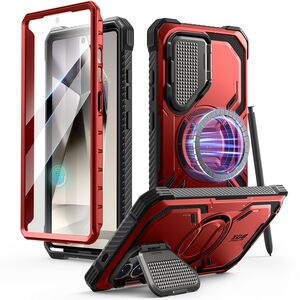[Pachet 360°] Husa + folie Samsung Galaxy S25 Ultra I-Blason Armorbox, rosu