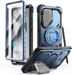 [Pachet 360°] Husa + folie Samsung Galaxy S25 Ultra I-Blason Armorbox, albastru