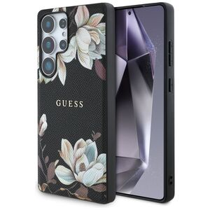 Husa premium pentru  Samsung Galaxy S25 Ultra compatibila MagSafe Guess Luxury Series - Negru print