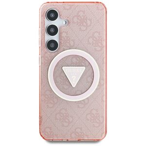 Husa premium pentru  Samsung Galaxy S25 Ultra compatibila MagSafe Guess Luxury Series - Roz neon