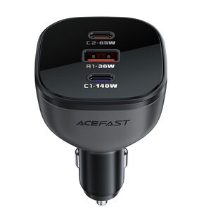 Incarcator auto 2x USB-C, USB, 165W, Fast Charging, Intelligent Temperature Control, Acefast B14, negru