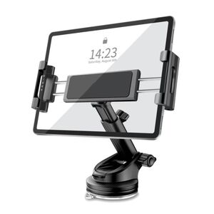 Suport auto pentru tableta 7 -  11 inch, cu prindere pe parbriz sau bord, brat telescopic ajustabil, rotire 360, negru