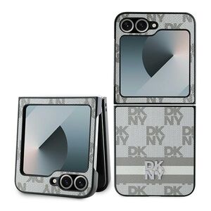 Husa premium pentru  Samsung Galaxy Z Flip 6 DKNY Pattern Energy - Gri deschis